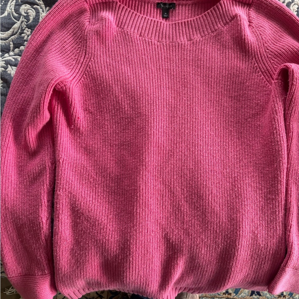 Talbots Bright Pink Ribbed Crewneck Sweater